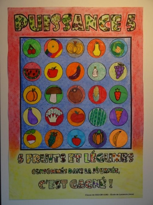 Poster puissance 5 fruits et légumes gagnant concours j'en mange 5