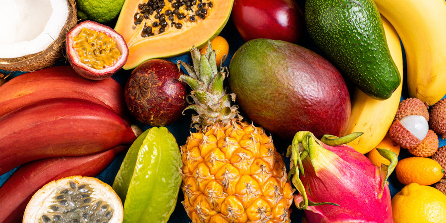 Ananas, pitaya, papaye, mangue, avocat, carambole, sapotille, litchi, fruits apportant du manganèse