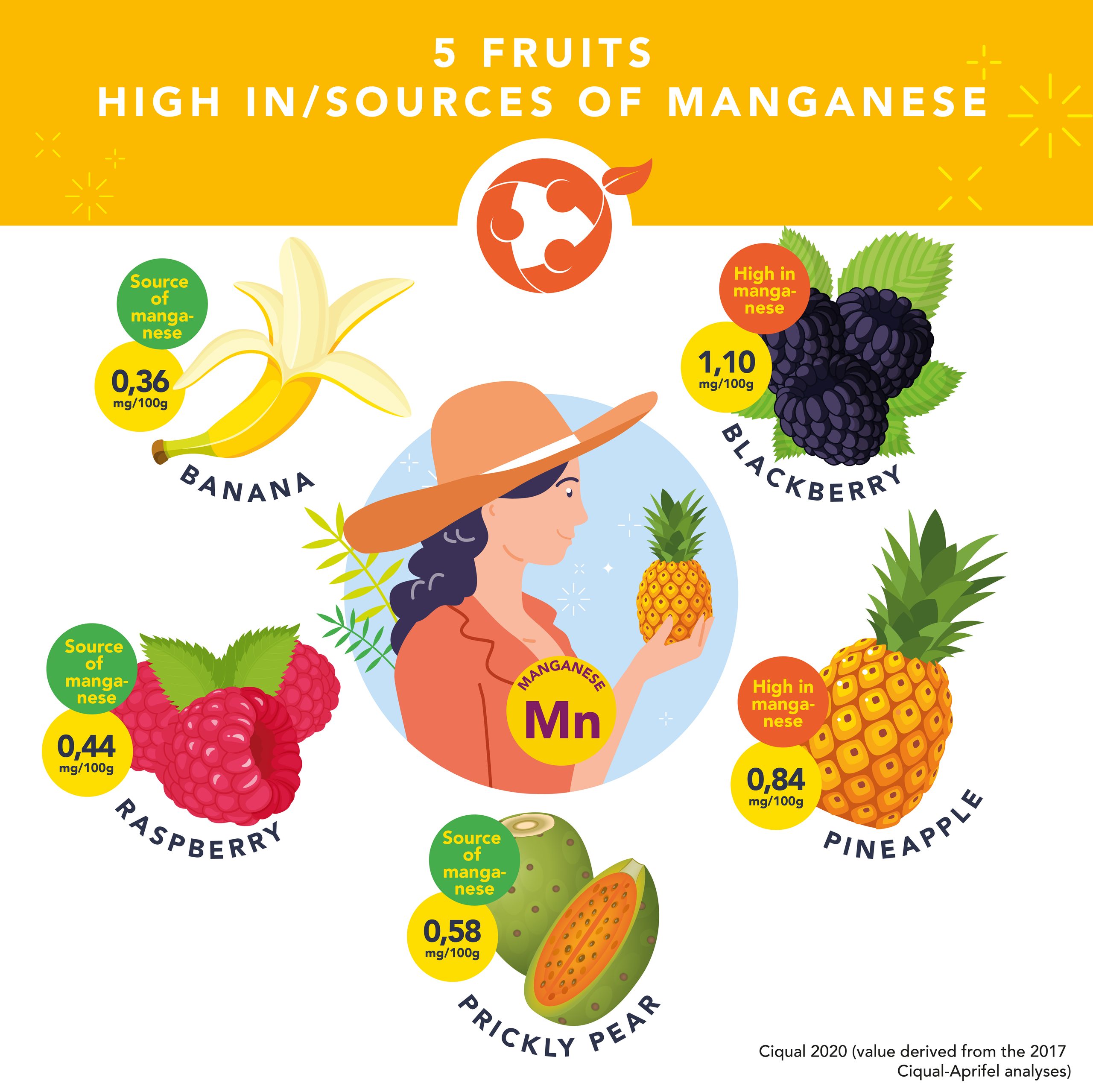 Infographic Fruits high in or sources of manganese Aprifel